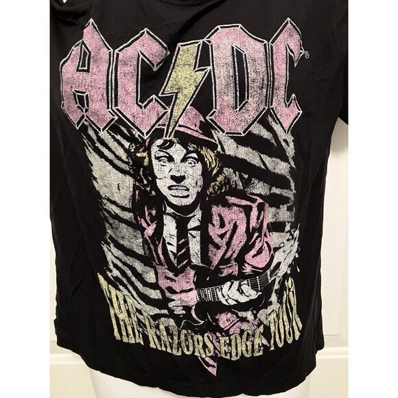 Recyled Karma Black AC/DC "The Razors Edge Tour" graphic tee - Rock  XS Small - Picture 2 of 4